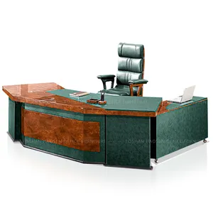 HAOSEN 6835 L-shaped ceo office room computer desk glossy top table and chairs executive desk factory supply