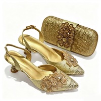 Ensembles de chaussures et sacs de luxe ornés de strass, chaussures à talons pour femmes pour fêtes nigérianes, sacs à main pour femmes
