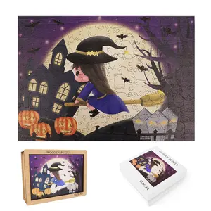 Personalizado madeira Jigsaw Puzzle Halloween coruja tamanho pequeno Jigsaw Puzzle forma única Animal madeira Puzzle para adultos Crianças