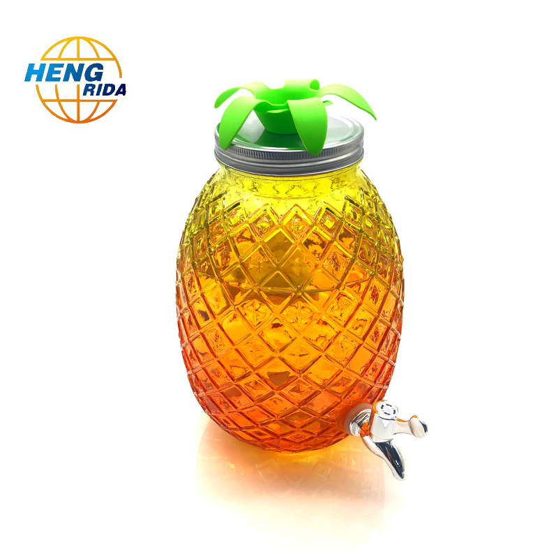 Милый тропический желтый диспенсер для напитков в форме ананаса, стеклянный бокс с краном для холодных напитков, 4,5 л