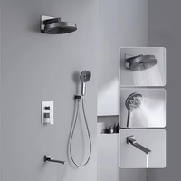 Système de douche thermostatique encastré de luxe haut de gamme FSH OEM en laiton avec robinet de baignoire et cartouche céramique anti-fuite
