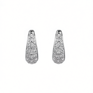 Pendientes Huggie con Forma de Gota de Agua en Oro Rosa, Plata 925, Cristal, Microincrustaciones de Diamantes de Imitación, Clásicos para Uso Diario de Mujer, E2403 - Product Image 1