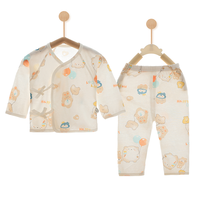 Ensemble nouveau-né en jersey côtelé à manches longues, motif dessin animé, décontracté, uni, respirant, léger et doux pour la peau, idéal pour l'été
