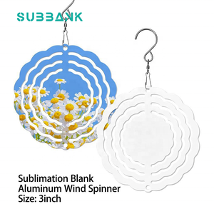 Subbank venta al por mayor en blanco pequeño <span class=keywords><strong>3</strong></span> pulgadas aluminio viento Spinner sublimación Metal blanco liso campanas de viento decoración del jardín del hogar - Product Image 1