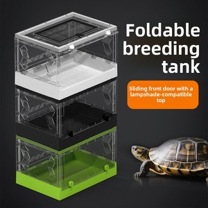 Réservoir pliable en plastique pour crabes ermites, tortues semi-aquatiques, cylindre épaissi avec couvercle coulissant détachable et porte coulissante NX-43 - Product Image 1