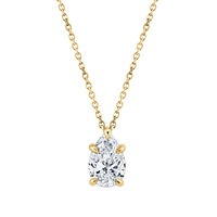 Collier pour femme en or 18 carats avec diamant en forme de poire, 30 points, 1 carat, solitaire, serti à griffes, certificat IGI