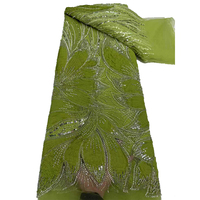 100% Polyester vert dentelle tissu 3D perles brodées nouveau modèle pour robes de mariée vêtements pour enfants Textiles de maison accessoires