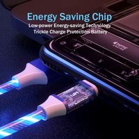 Grosir 3 in 1 kabel pengisian cepat 8Pin lampu mengalir kabel aksesori ponsel tipe C Led bercahaya kabel Data USB mikro