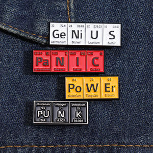 <span class=keywords><strong>Éléments</strong></span> chimiques créatifs tableau périodique broche lettre personnalisée conception métal Badge sac vêtements accessoires épinglette - Product Image 4