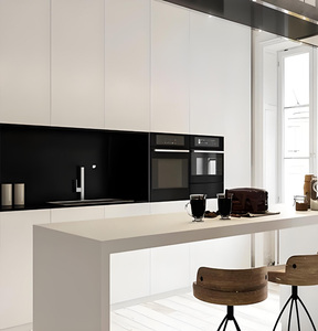 Mobili da Cucina Moderni Europei Ecologici Ignifughi con Ante in Vetro Laccato, Legno Massello, Compensato, Acrilico, <span class=keywords><strong>MDF</strong></span>, Frigorifero e Lavello - Product Image 1