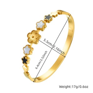 European American Style Plum Blossom Shell Bracelet Gold Steel Color Unisex Fashion Jewelry Gift - Product Image 5