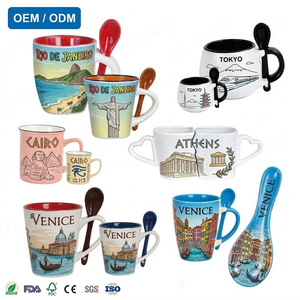 Mug en grès noir mat OEM/ODM avec intérieur coloré et cuillère intégrée dans le manche, idéal pour les boutiques de cadeaux - Product Image 2