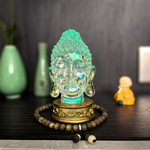 5.5 Inch Tráng Men Nhựa Trong Suốt Phật Tượng <span class=keywords><strong>LED</strong></span> 3D Điêu Khắc Phật Giáo Khuôn Đồ Trang Trí Cho Trang Trí Nội Thất Tôn Giáo Thủ Công - Product Image 6