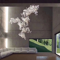 Lampes exclusives personnalisées en céramique en forme de feuille de Ginkgo, lampe suspendue décorative pour villa, escalier tournant