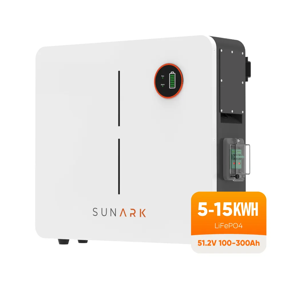 Sunark Bateria solar 48V 51,2V 5Kwh 10Kwh 15Kwh 100Ah 200Ah 300Ah Bateria de íon de lítio montada na parede para armazenamento de energia doméstica