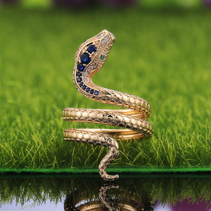 Anello a Forma di Serpente per Uomo e Donna, Accessorio Creativo per Dito con Accento Blu - Product Image 6