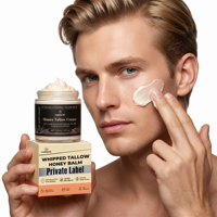 Crème pour le visage au suif de bœuf bio avec huile d'amande douce et huiles essentielles - Hydratation intense, vitamines A, D, E, K pour peaux sensibles