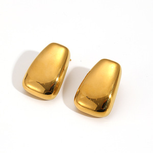 Geometric Gold Plated <b>Titanium</b> <b>Stud</b> Earrings For Women Classic Fashion Jewelry - Product Image 4