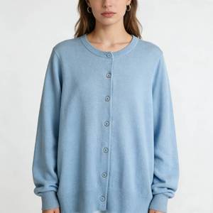 Suéter Personalizado para <span class=keywords><strong>Mujer</strong></span>, Otoño, <span class=keywords><strong>Azul</strong></span> <span class=keywords><strong>Marino</strong></span>, Casual, Corte Ajustado, Tejido Minimalista, Cárdigan de Manga Larga, Cuello Redondo, para el Trabajo - Product Image 2