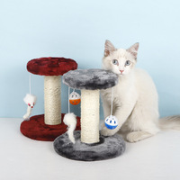Plataforma de Juego para Gatos de Felpa, Rascador Grande de Doble Capa, Plataforma de Salto, Pelota Colgante, Poste Rascador Pequeño para Gatos, Juguete para Mascotas