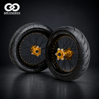 Ensemble de roues à rayons Supermoto dorées de 17 pouces avec pneus de route pour Sur Ron Ultra Bee E-Bike, montage direct