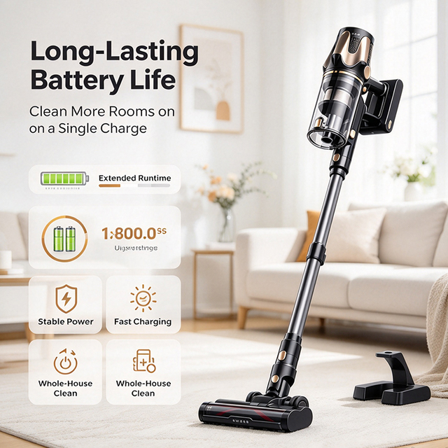 Portable Cordless 18kpa Super Suction Vacuum Cleaner Bagless Cyclone Brushless Stick for Car and Hotel Dry Function Handheld