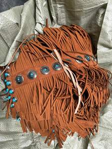 <span class=keywords><strong>Stivali</strong></span> Estivi da Donna in <span class=keywords><strong>Camoscio</strong></span> <span class=keywords><strong>Marrone</strong></span> con Frange, Punta Aperta, Allacciatura Alta al Ginocchio, Decorati con Turchese, Stile Western Bohémien per Feste - Product Image 2