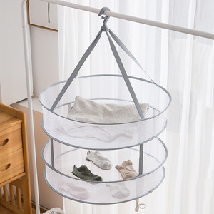 Panier de séchage de vêtements rond avec crochet, séchoir peu encombrant pour usage intérieur - Product Image 1