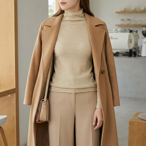 Suéter de Cuello Alto de Lana para Mujer, Tejido Fino, Manga Larga, Ajustado, Color Sólido, Estilo Minimalista para Otoño - Product Image 2