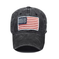 Casquette de baseball unisexe avec logo brodé personnalisé, drapeau américain délavé, visière incurvée, tissu commun, boucle en métal