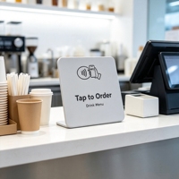 Sous-verre et porte-menu personnalisés en époxy NFC étanches pour restaurants, cafés, bars