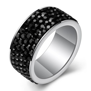 Women's 8mm Pave Setting Stainless Steel <b>Ring</b> With Pink <b>Crystals</b> Fashion Jewelry Gift - Product Image 5