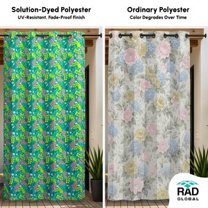 Achetez des rideaux d'extérieur imperméables de couleur vert-bleu floral avec tissu en polyester teint en masse de qualité supérieure pour les espaces de patio et de balcon - Product Image 4