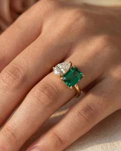 Classic Custom Luxury Fashion Women's <b>Rings</b> Trendy Anniversary Gift Pear Cut <b>Open</b> Diamond 14k Gold Lab Grown RIZTA JEWELS - Product Image 2