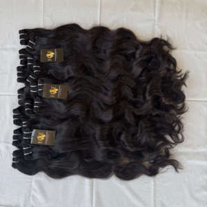 Bodywave Indian Natural Raw Wavy straight <b>Curly</b> Hair Weave Brazilian Raw Mink Human Hair Wefted Bundle Natural Hair <b>Extensions</b> - Product Image 1