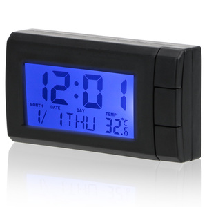 Horloge à affichage numérique LCD pour <span class=keywords><strong>voiture</strong></span> Affichage de la température Horloge électronique Montre automatique <span class=keywords><strong>Thermomètre</strong></span> Rétroéclairage bleu Ornements de <span class=keywords><strong>voiture</strong></span> - Product Image 1