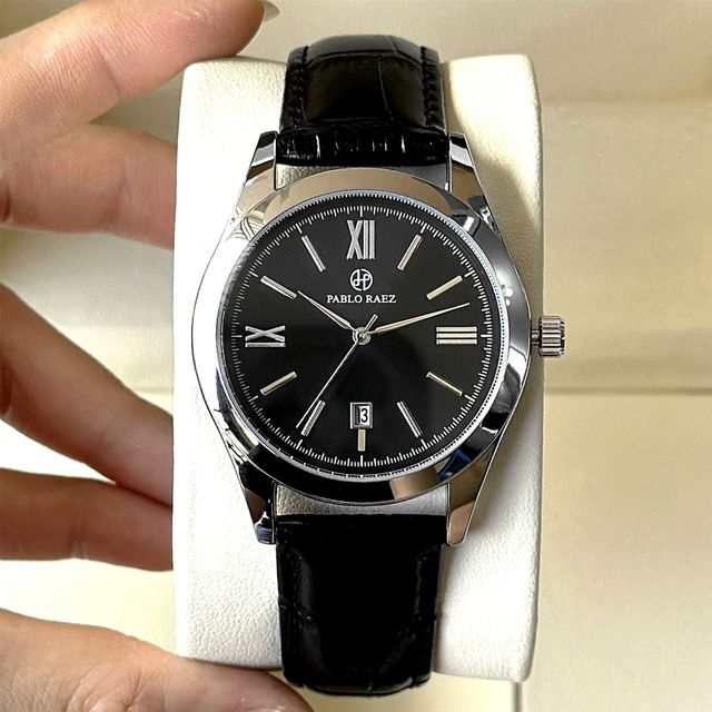Quartz Watch Pablo Raez Fashion Men's Simple Black Watch Cross-border E-commerce Wholesale Business Automatic Waterproof Quartz