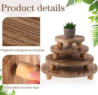 Tabouret de plante en bois Pot rond Piédestal de fleur Support de colonne montante pour affichage extérieur intérieur