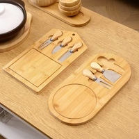 Planche à servir en bambou de qualité supérieure avec un ensemble de 3 couteaux intégrés, planche à fromage en bois durable