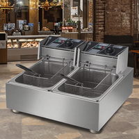 Friteuse Commerciale Électrique Double Cylindre en Acier Inoxydable 12L pour Frites – Modèle Commercial Très Vendu