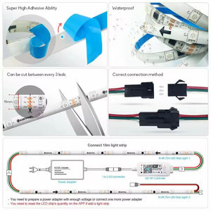 Bande lumineuse LED RGB adressable WS2812B WS2811 5V 12V 5050 RGB Pixel 1-5M 30 60 144 150 300 LED 3 broches 4 broches - Product Image 4