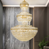 Lustres en cristal personnalisés de style européen moderne et luxueux en or pour hall d'hôtel, mariage, décoration de plafond, escalier, maison