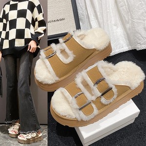 <span class=keywords><strong>Chaussons</strong></span> Boken à semelle épaisse, fourrés, respirants et chauds pour femme, nouvelle collection automne-hiver, avec talon compensé en peluche - Product Image 1