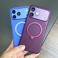 Coque magnétique translucide mate avec support anneau pliable et protection caméra fine résistante aux chutes pour iPhone 18 Pro Max, 17 Pro, 16