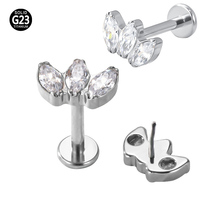 Mode oreille Piercing sans fil punaise Labret bijoux G23/ASTM F136 titane boucle d'oreille goujon nez anneaux bijoux de corps pour les femmes