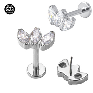 Trang sức khuyên tai không cần xỏ lỗ, kiểu ghim đẩy, chất liệu titan <span class=keywords><strong>G23</strong></span>/ASTM F136, khuyên tai, khuyên mũi, trang sức body dành cho nữ - Product Image 3