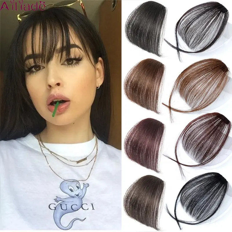 Hot Selling Human Hair Neat Women Hair Pieces Different Color Bangs Fringe Clip in Hair Extensions