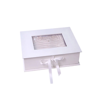 Boîte d'emballage personnalisée mini étanche en plastique avec fenêtre transparente, motif gaufré, éponge, nœud rose, petite et mignonne, pliable, pour cadeau