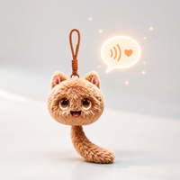 Porte-clés en peluche IA mignon avec écran d'expression de 0,71 pouce, chat vocal, vibration tactile, pour enfants