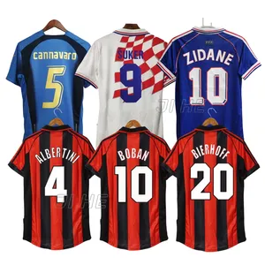 Toptan Retro klasik futbol forması AC Milan Manchesterss şehir futbol tişörtü